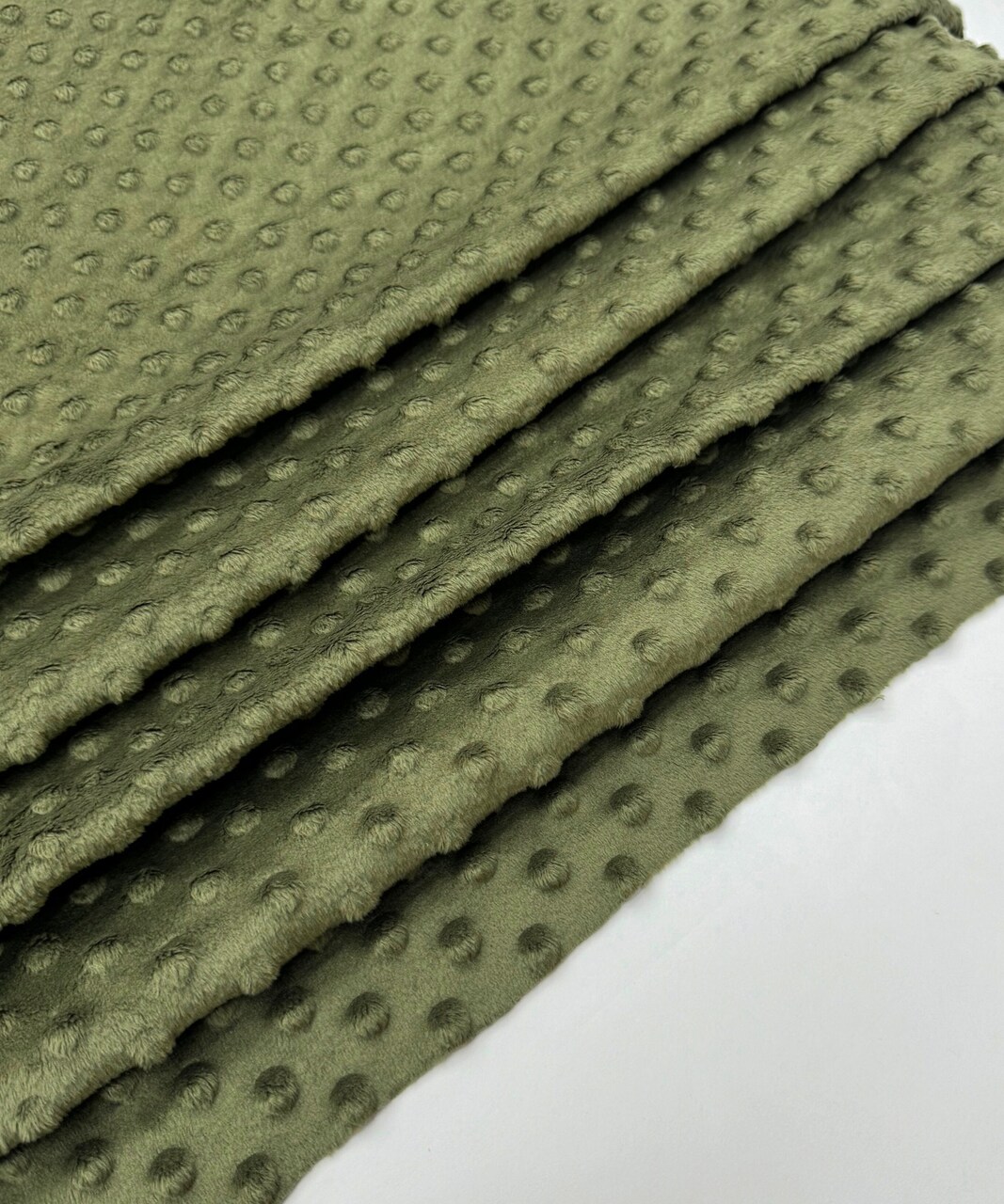 Olive Minky Dot Fabric by the Yard, 60" Wide Ultra-Soft Plush Minky Fabric for Baby Blankets, Nursery Decor, Plush Toys & Sewing